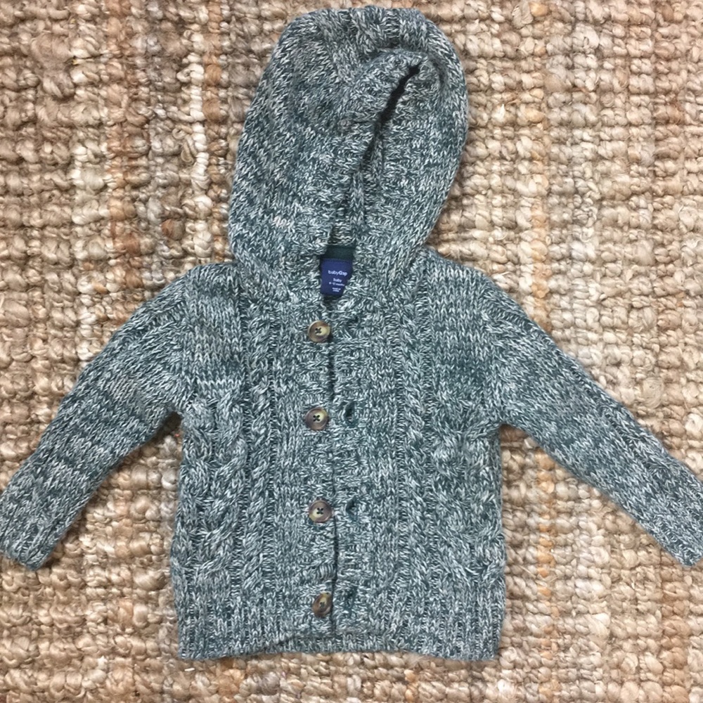 Baby Gap green & cream button front sweater